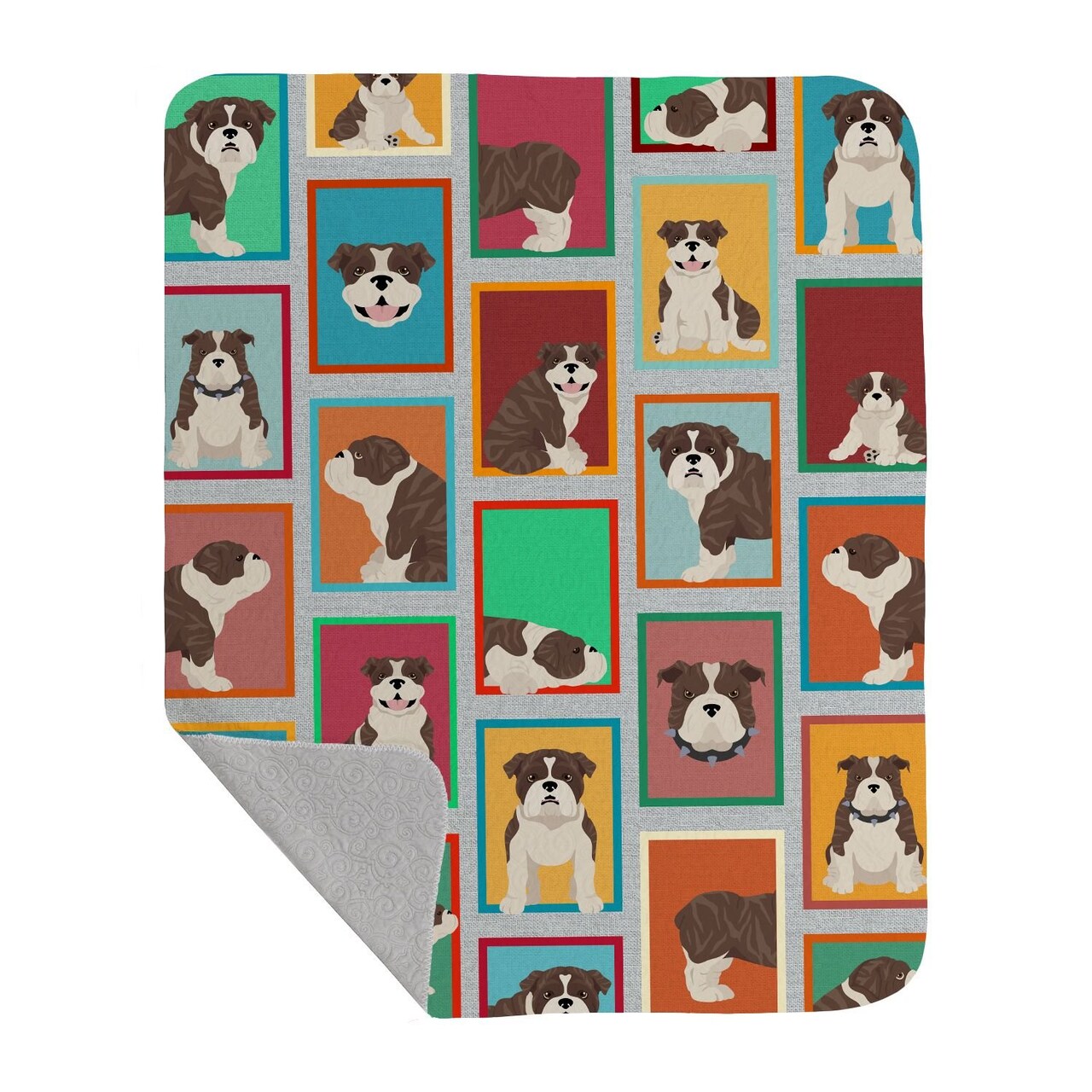 Edge Collections - 50" x 60" - Multicolor - English Bulldog Quilted Throw Blanket with Artwork Design - 1 Piece